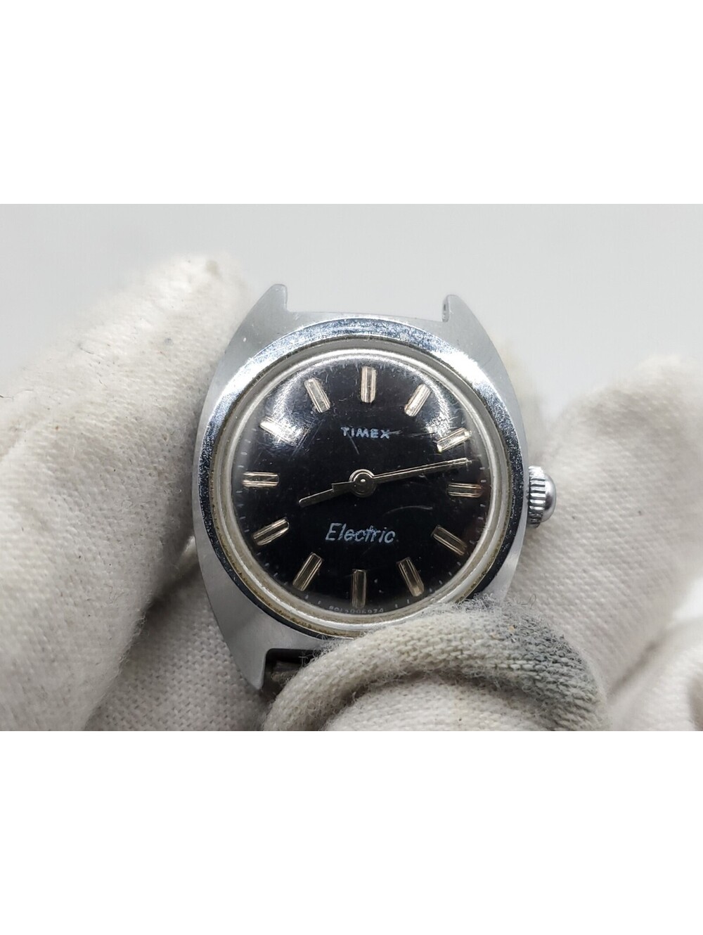 Vintage Timex Electric Women Watch For Parts Or Repair Black Dial 24mm